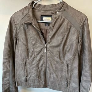 Brown Faux Leather Jacket